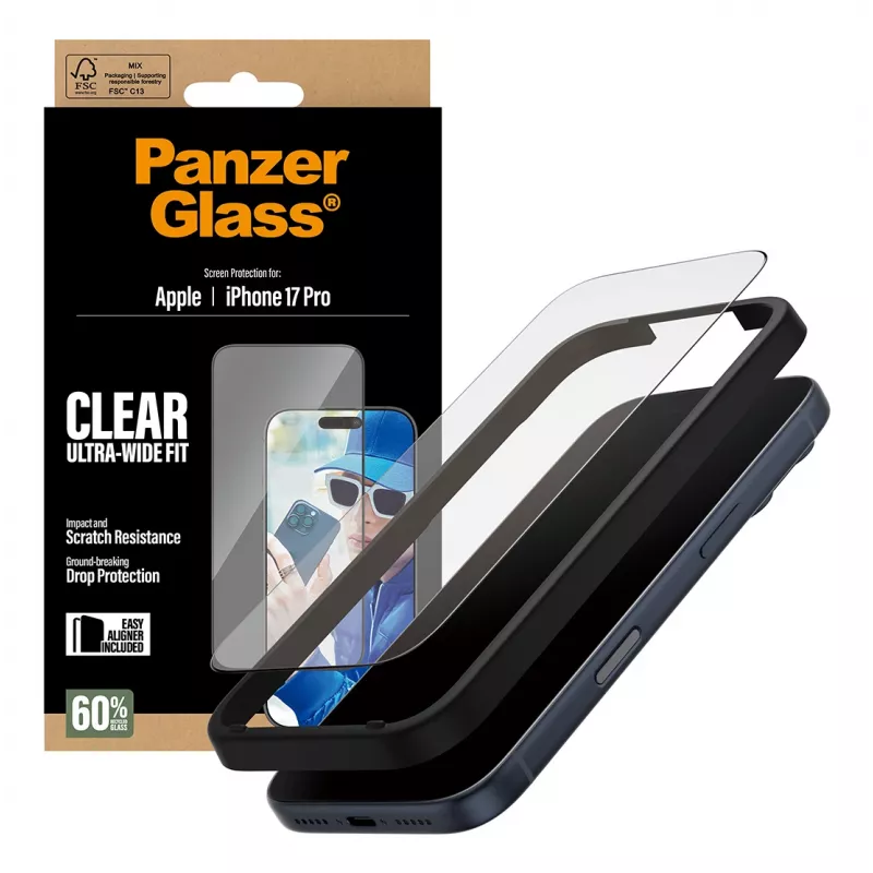 PanzerGlass näytönsuojakalvo iPhone 17 Pro Ultra-Wide Fit EasyAligner naarmunkestävä iskunkestävä