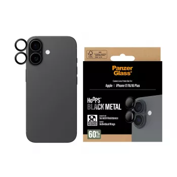 PanzerGlass ® Hoops® kameran linssinsuoja musta iPhone 17 | iPhone 16 | 16 Plus