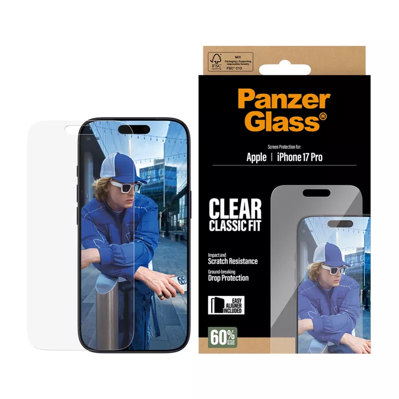 PanzerGlass iPhone 17 Pro Classic Fit EasyAligner näytönsuojakalvo, naarmunkestävä, iskunkestävä
