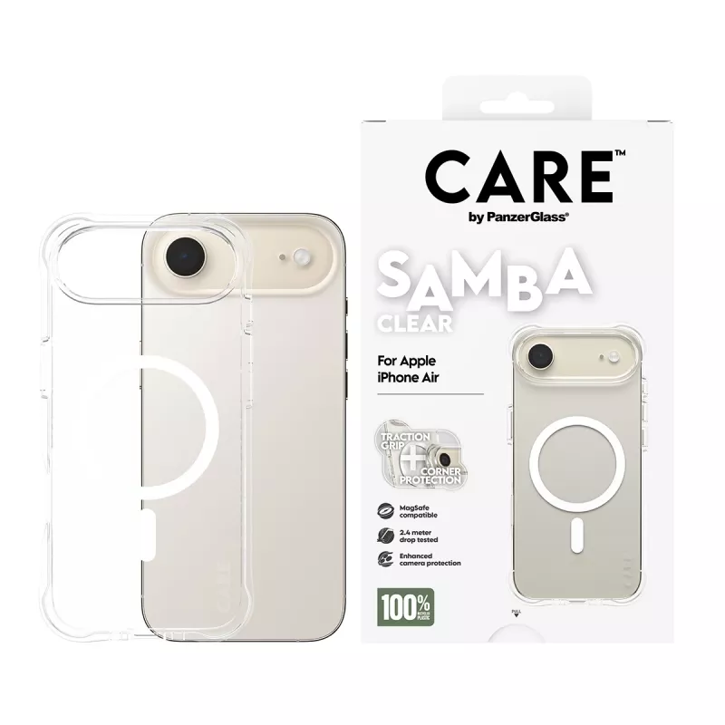 PanzerGlass CARE™ by ® Samba Case läpinäkyvä valkoisella MagSafe iPhone Air