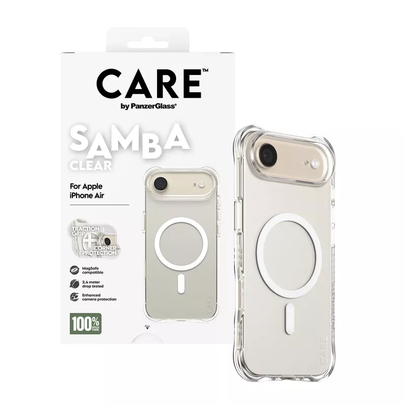 PanzerGlass CARE™ by ® Samba Case läpinäkyvä valkoisella MagSafe iPhone Air