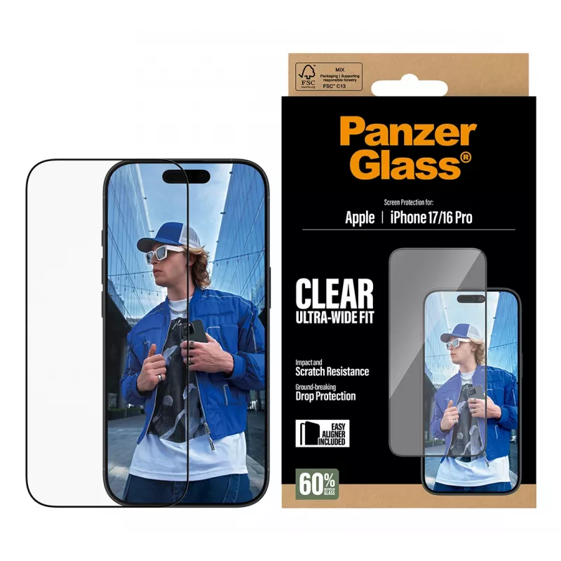 PanzerGlass ® näytönsuojakalvo iPhone 17 | iPhone 16 Pro | Ultra-Wide Fit EasyAlignerilla