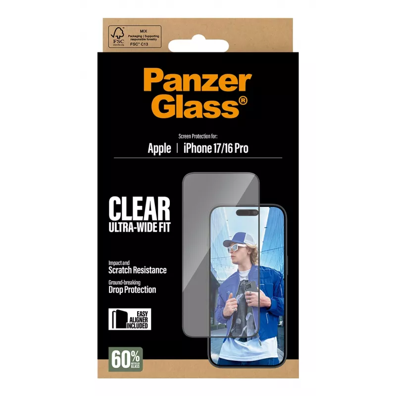 PanzerGlass ® näytönsuojakalvo iPhone 17 | iPhone 16 Pro | Ultra-Wide Fit EasyAlignerilla