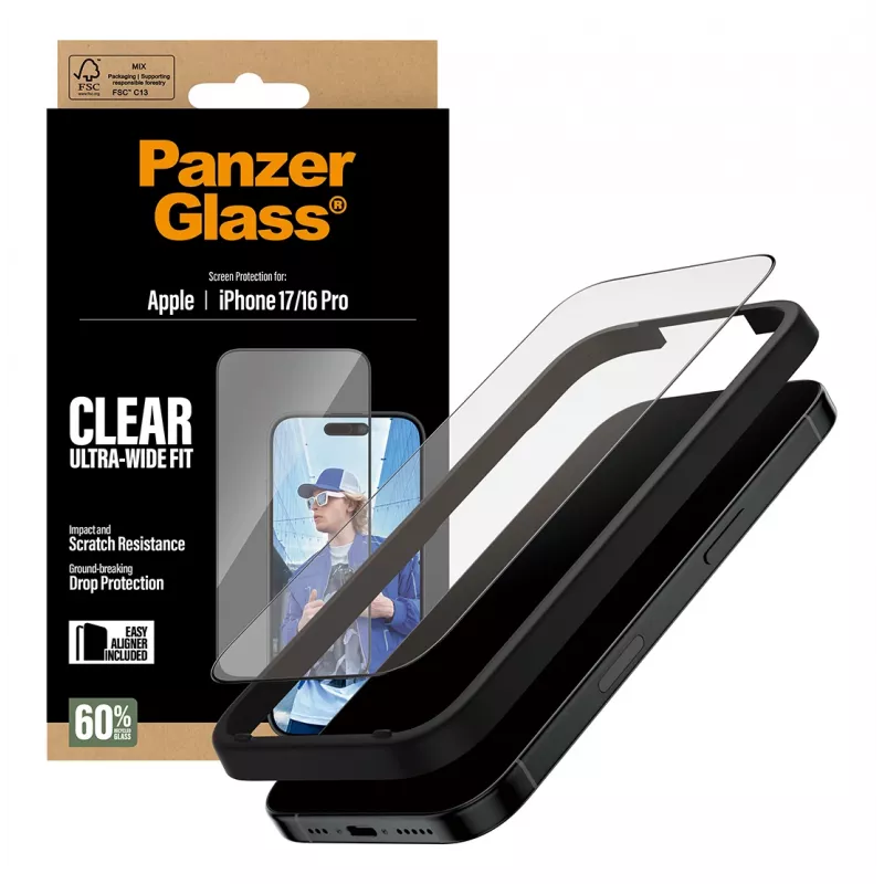 PanzerGlass ® näytönsuojakalvo iPhone 17 | iPhone 16 Pro | Ultra-Wide Fit EasyAlignerilla