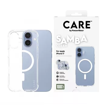 Suojakotelo PanzerGlass CARE by Fashionable Case Samba läpinäkyvä valkoisella MagSafe iPhone 17