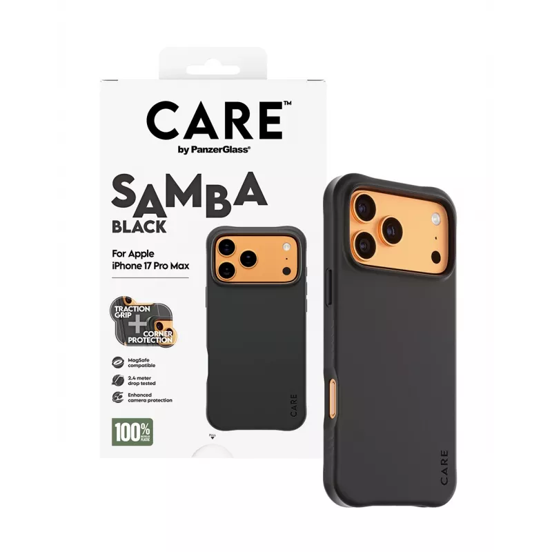 PanzerGlass CARE™ by ® Samba Case musta MagSafe-yhteensopiva iPhone 17 Pro Max