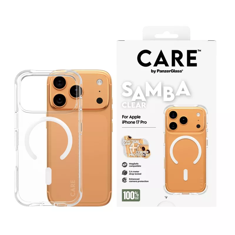 PanzerGlass CARE™ by ® Samba Case läpinäkyvä valkoinen MagSafe-yhteensopiva iPhone 17 Pro