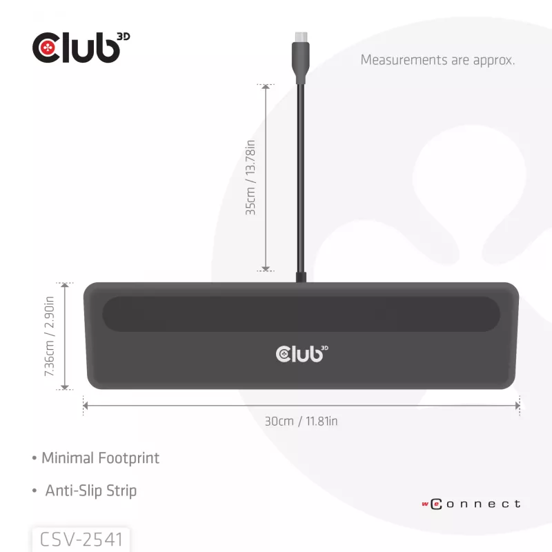 Telakointiasema club 3d CSV-2541 USB-C HDMI- ja DisplayPort-lähdöillä