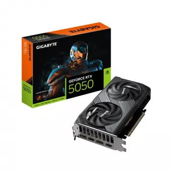 GIGABYTE GeForce RTX 5050 WINDFORCE OC 8G näytönohjain - 8GB GDDR6, 128bit, PCI-E 5.0, 2587MHz ydin kellotaajuus, 2 x DP, 2 x HDMI, NVIDIA DLSS 4, GV-N5050WF2OC-8GD