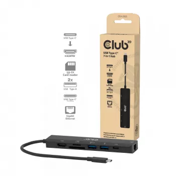 CLUB3D CSV-2553 USB-keskitin USB Type-C 5000 Mbit/s musta