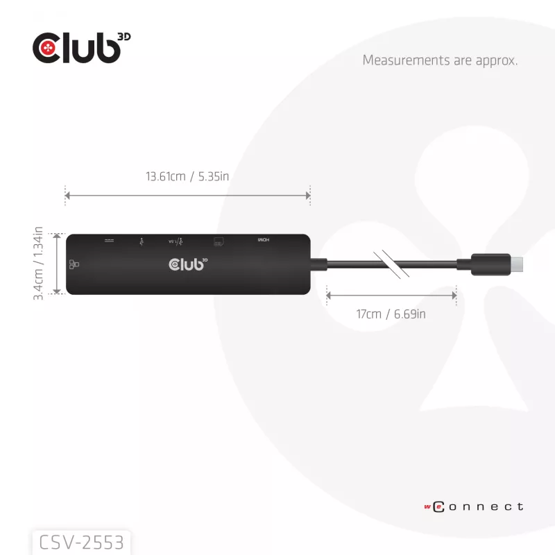 CLUB3D CSV-2553 USB-keskitin USB Type-C 5000 Mbit/s musta