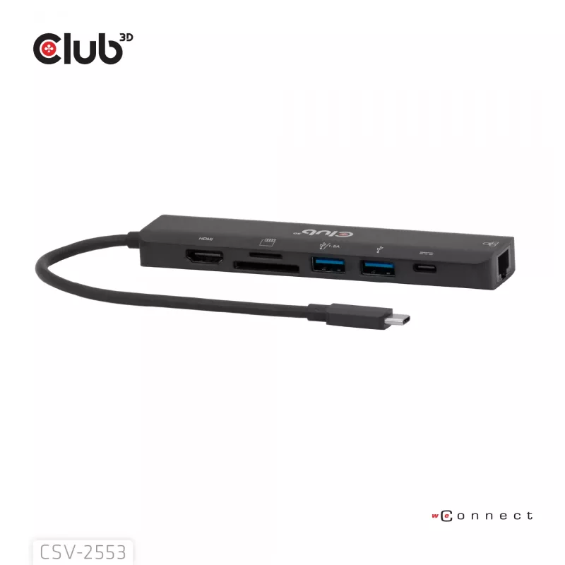 CLUB3D CSV-2553 USB-keskitin USB Type-C 5000 Mbit/s musta