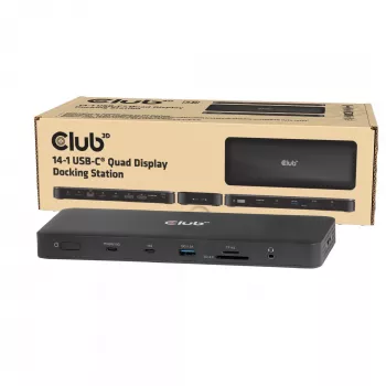 Telakointiasema CLUB 3D 14-1 USB-C Quad Display USB4 2× USB 2.0-liitännällä