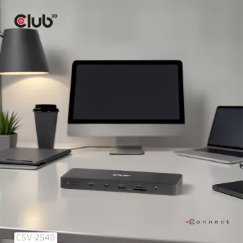 Telakointiasema CLUB 3D 14-1 USB-C Quad Display USB4 2× USB 2.0-liitännällä