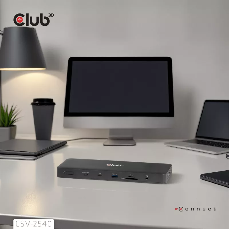 Telakointiasema CLUB 3D 14-1 USB-C Quad Display USB4 2× USB 2.0-liitännällä