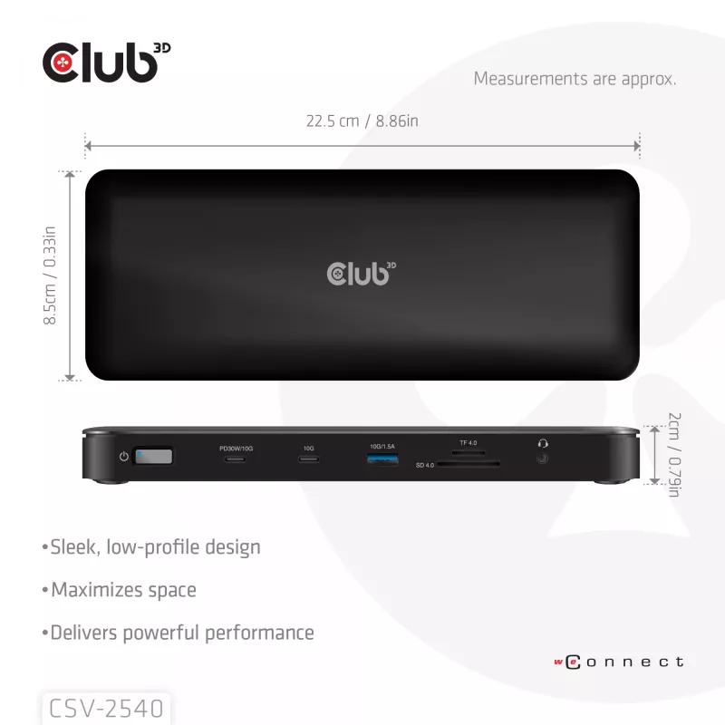 Telakointiasema CLUB 3D 14-1 USB-C Quad Display USB4 2× USB 2.0-liitännällä