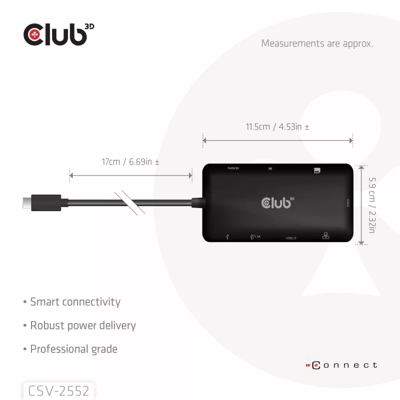 CLUB3D 9-1 Dual HDMI™ USB-C® keskitin PD3.0 100W