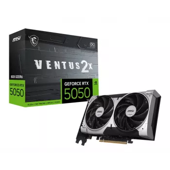 Näytönohjain MSI GeForce RTX 5050 8 GB GDDR6, PCIe 5.0, 2560 CUDA, 2602 MHz Boost, 128-Bit, 3x DP 2.1b + 1x HDMI 2.1b, 130 W, 2 tuuletinta