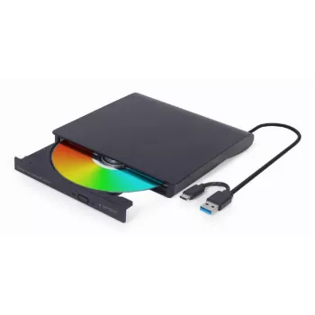 Sisäinen DVD±RW-asema Gembird DVD-USB-031 — USB Type-C, 24x CD / 8x DVD, etulataus, musta, 140×18×140 mm