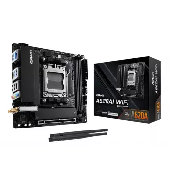 ASRock emolevy A620AI Wi-Fi AM5 AMD A620A 2 x DDR5 1 x HDMI 2.1 Tmds/frl 8g yhteensopiva mITX