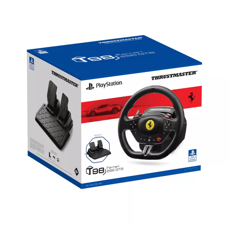 Thrustmaster T98-P FERRARI 296 GTB musta ratti + polkimet PC, PlayStation 4, PlayStation 5