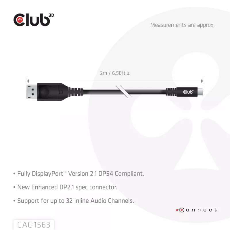 CLUB3D CAC-1563 videokaapeli-adapteri 2 m USB Type-C DisplayPort musta