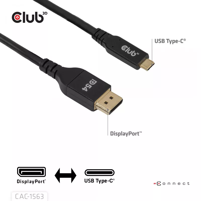 CLUB3D CAC-1563 videokaapeli-adapteri 2 m USB Type-C DisplayPort musta