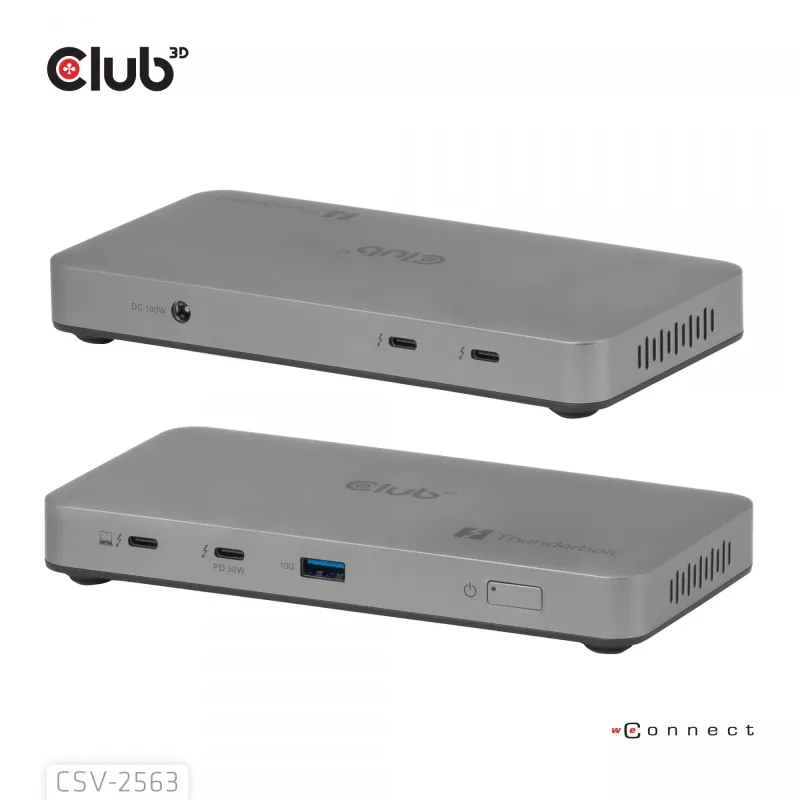 CLUB3D CSV-2563 5-1 Thunderbolt™ 5 -keskitin Triple video 5K60Hz Thunderbolt™ Share -sertifioitu 180 W