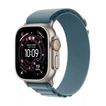 APPLE Watch Ultra 3 (2025) LTE 49mm titaanikotelo Alpine Loop Medium -rannekkeella - sininen