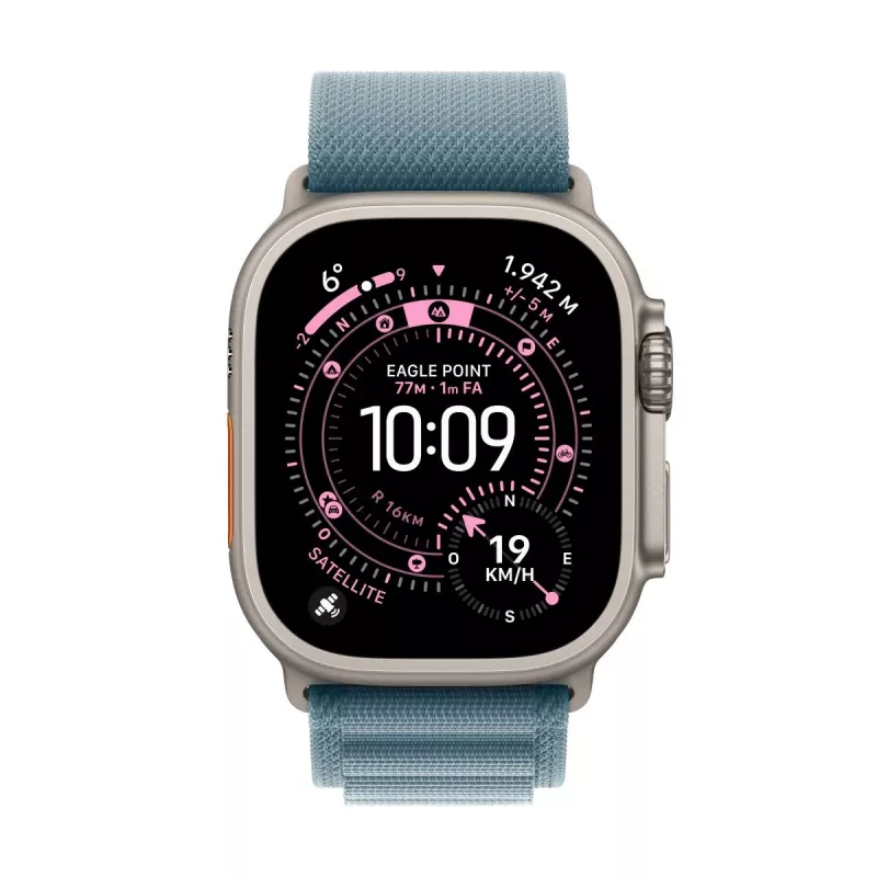 APPLE Watch Ultra 3 (2025) LTE 49mm titaanikotelo Alpine Loop Medium -rannekkeella - sininen