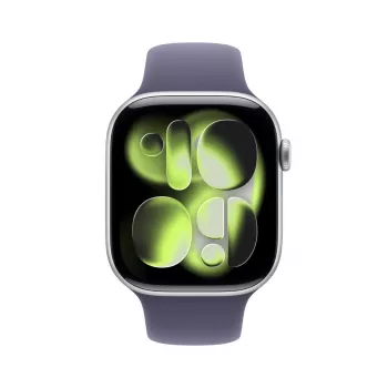 APPLE Watch Series 11 GPS 46mm hopeinen alumiinikotelo lila Nebula-urheilurannekkeella S/M