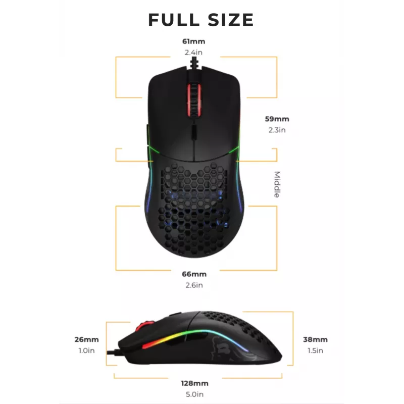 Glorious Gaming Glorious Model O hiiri Regular (musta), oikeakätinen, optinen, USB Type-A, 12000 DPI, musta