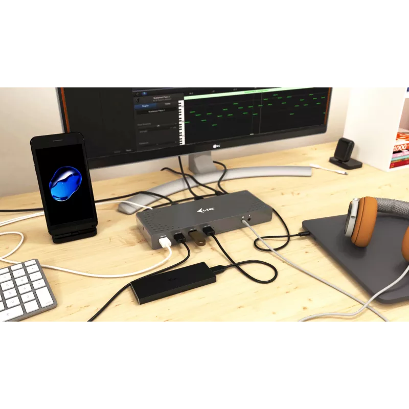 i-tec USB 3.0 / USB-C / Thunderbolt 3 Dual Display -telakointiasema