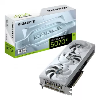 GIGABYTE GeForce RTX 5070 Ti EAGLE OC ICE SFF 16G -näytönohjain - 16 GB GDDR7, 256 Bit, PCI-E 5.0, 2542 MHz ydinkellotaajuus, 3 x DP 2.1a, 1 x HDMI 2.1b, NVIDIA DLSS 4, GV-N507TEAGLEOC ICE-16GD