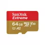 SanDisk Extreme microSDXC 64GB muistikortti + SD-sovitin, lukunopeus 170 MB/s, kirjoitusnopeus 80 MB/s, A2, C10, V30, UHS-I U3