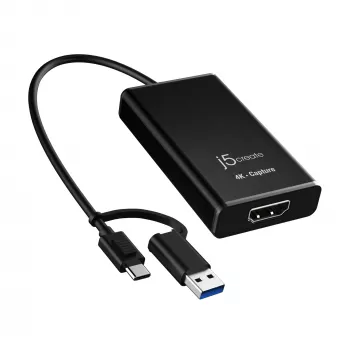 j5create JVA11-N 4K HDMI™ kaappausadapteri, musta, USB 3.2 Gen 1 (3.1 Gen 1), 3840 x 2160 pikseliä, alumiini, 0,19 m, Taiwan