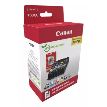 Canon PGI-530/CLI-531 PVP mustepatruuna 6 kpl alkuperäinen musta, syaani, harmaa, magenta, valokuvamusta, keltainen