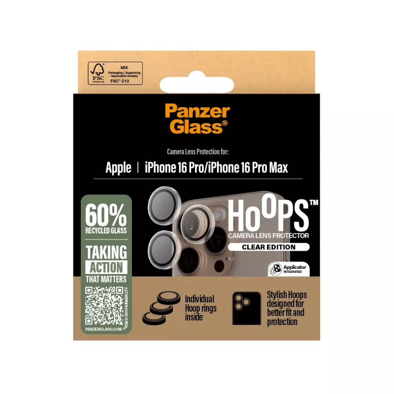 PanzerGlass ® Hoops® kameran linssinsuoja läpinäkyvä iPhone 16 Pro | 16 Pro Max