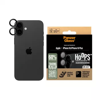 PanzerGlass ® Hoops® kameran linssinsuoja musta iPhone 16 | 16 Plus