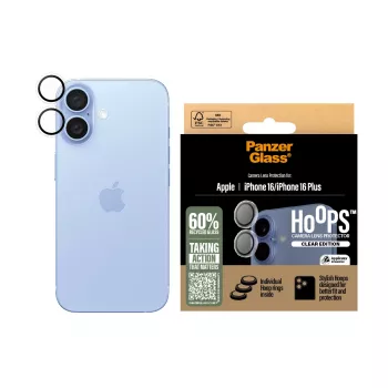 PanzerGlass ® Hoops® kameran linssinsuoja läpinäkyvä iPhone 16 | 16 Plus