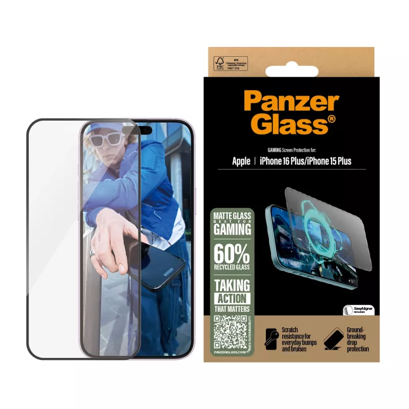 PanzerGlass® pelinäytönsuoja iPhone 16 Plus | 15 Plus | Ultra-Wide Fit