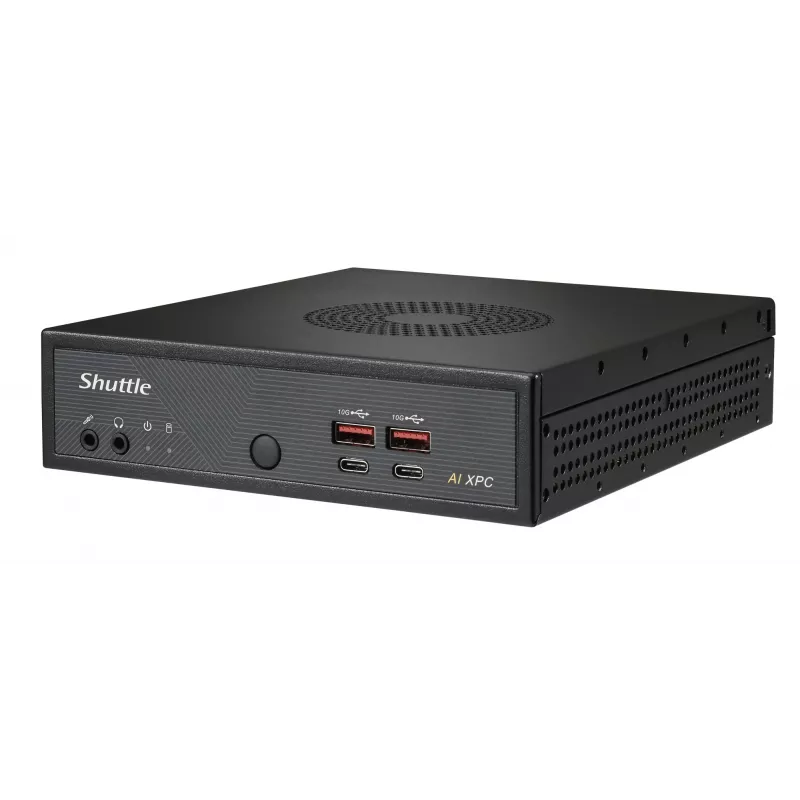 Shuttle Slim AI PC DN11H5 Intel Core Ultra 5 125H, Intel Arc -grafiikka, 2xHDMI, 2x DP, 4x 2.5Gbit LAN, VESA, 24/7 jatkuva käyttö