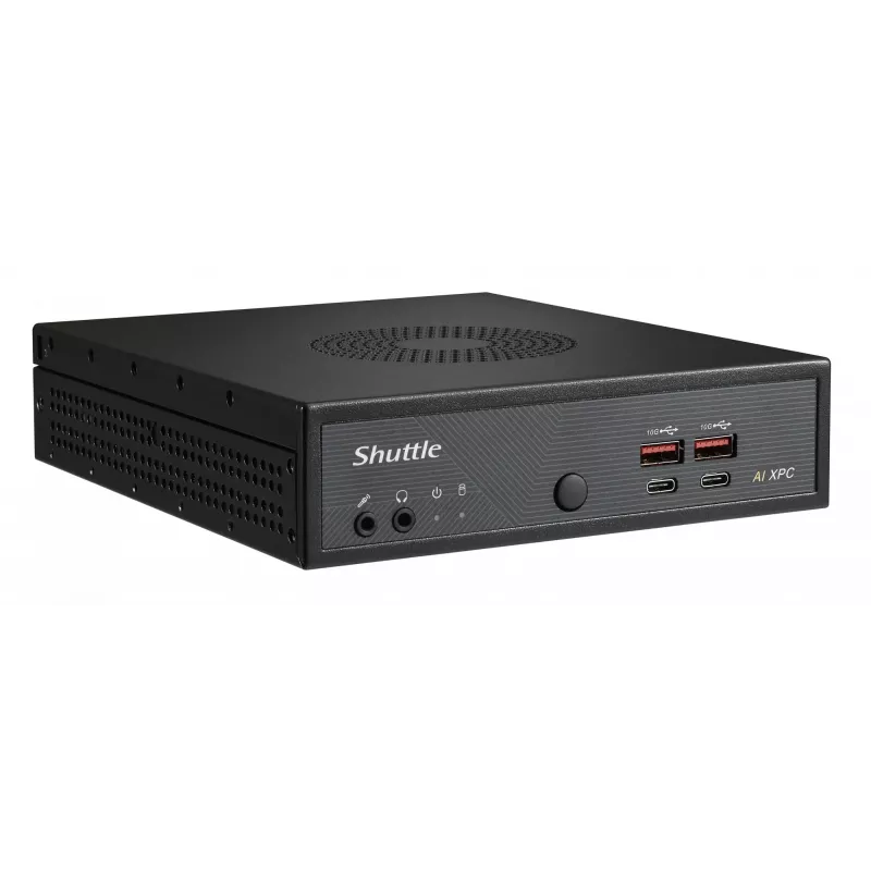 Shuttle Slim AI PC DN11H5 Intel Core Ultra 5 125H, Intel Arc -grafiikka, 2xHDMI, 2x DP, 4x 2.5Gbit LAN, VESA, 24/7 jatkuva käyttö