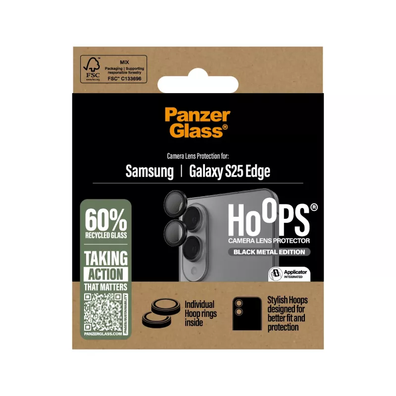 PanzerGlass ® Hoops® kameran linssinsuoja musta Samsung S25 Edge