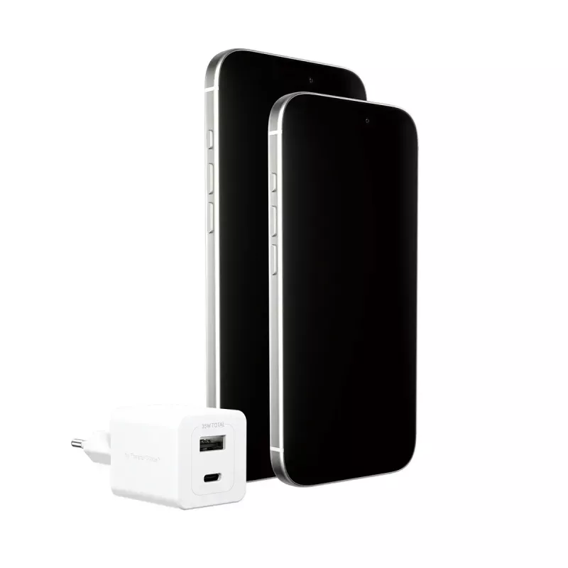 PanzerGlass empower™ by ® Turbo 35W laturi sis. USB-C + USB-A | EU-pistoke | Silver White