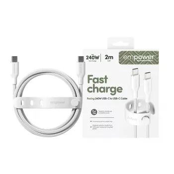 PanzerGlass empower™ by ® Racing 240W USB-C-USB-C-kaapeli | USB 2.0 | 2 m | hopeanvalkoinen