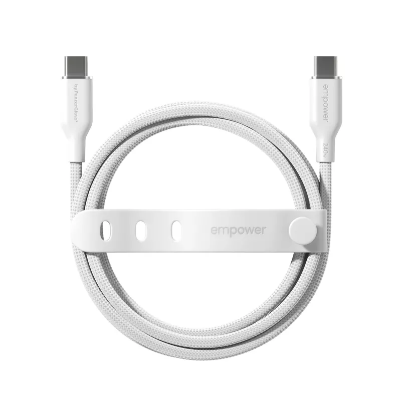 PanzerGlass empower™ by ® Racing 240W USB-C-USB-C-kaapeli | USB 2.0 | 2 m | hopeanvalkoinen