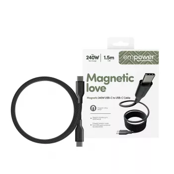 PanzerGlass empower™ by ® Magnetic 240W USB-C - USB-C -kaapeli | USB 2.0 | 1,5 m | Space Black