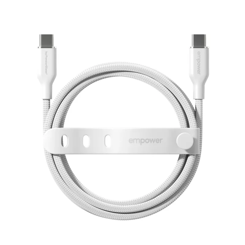 PanzerGlass empower™ by ® Racing 60W USB-C-USB-C-kaapeli | USB 2.0 | 2 m | hopeanvalkoinen