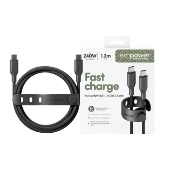 PanzerGlass empower™ by ® Racing 240W USB-C-USB-C-kaapeli | USB 2.0 | 1,2 m | Space Black
